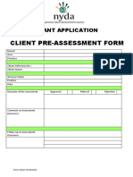 Client Pre-Assessment Form: Grant Application