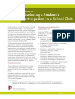 Advisory on Disclosing a Student's Participation in a School Club