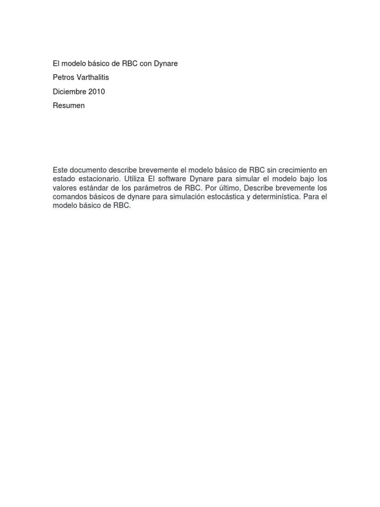 Modelo RBC básico en Dynare: Guía práctica | PDF | Desviación Estándar ...