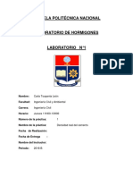 Laboratorio de Hormigones-Densidad Real Del Cemento-practica n1-Carla Toapanta Leon