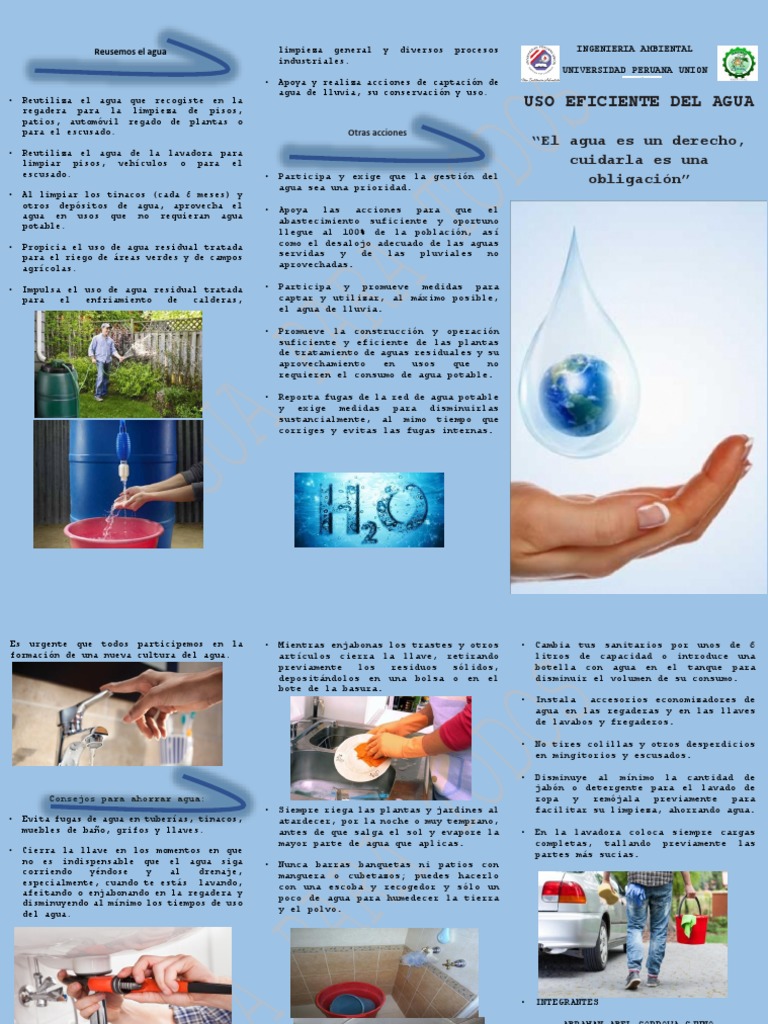 Triptico Uso Eficiente Del Agua | PDF | Aguas residuales | Agua