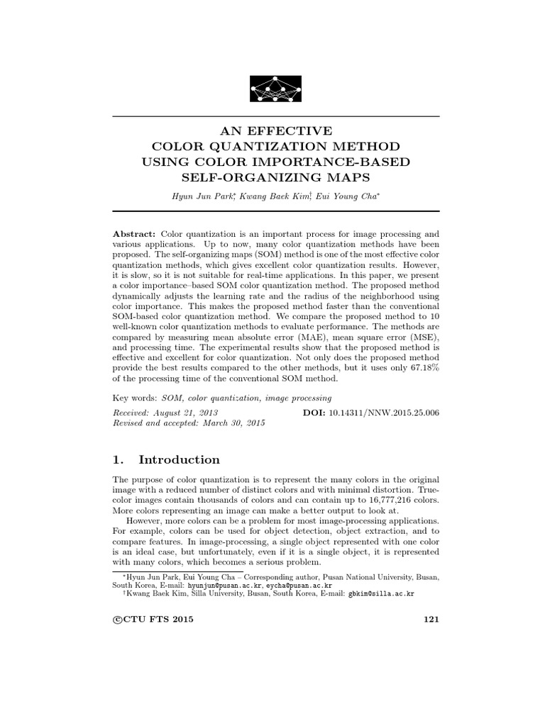 Fast Color Quantization with SOM | PDF | Cluster Analysis | Artificial ...