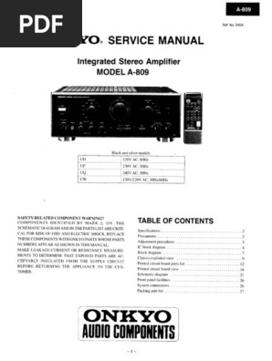 Onkyo A 809 Service Manual | PDF
