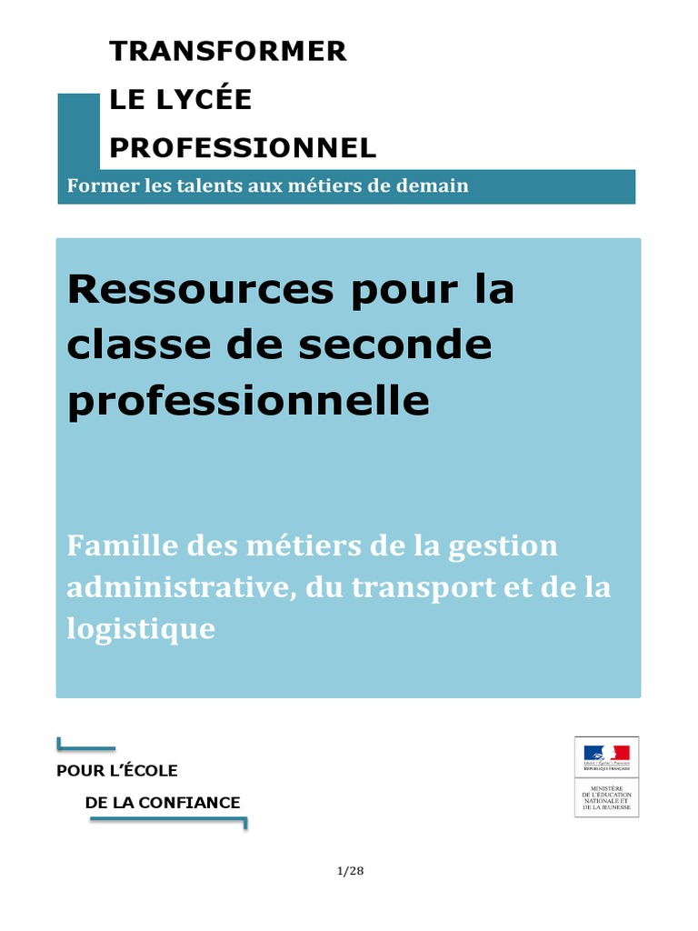 Ressources pour la Seconde Pro en Gestion | PDF | Pédagogie | Logistique