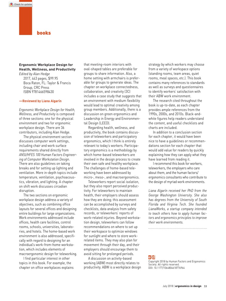 Books: Ergonomic Workplace Design For | PDF | Human Factors And ...