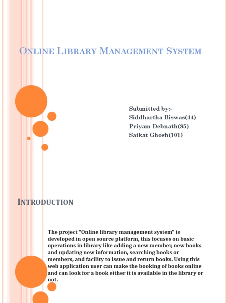 Online Library Management System Overview | PDF | Software Development ...