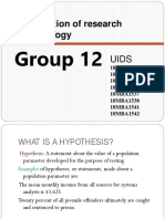 Research methodology and hypothesis testing