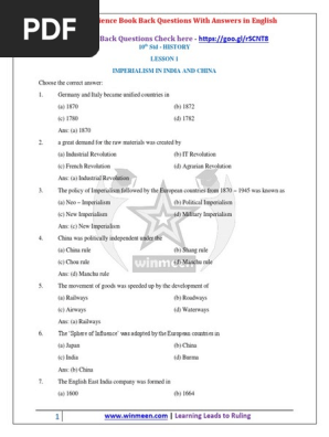 10th Std Social Science Book Back Questions With Answers in English