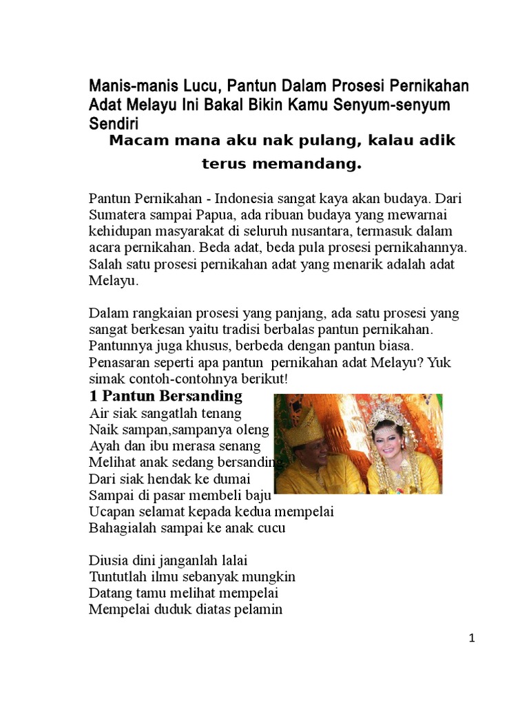 Kumpulan Contoh Pantun Pembawa Acara Pernikahan Adat Melayu Kumpulan Contoh Teks Mc