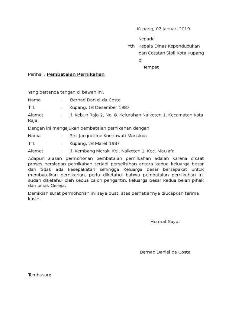 Surat Permohonan Pembatalan Pdf