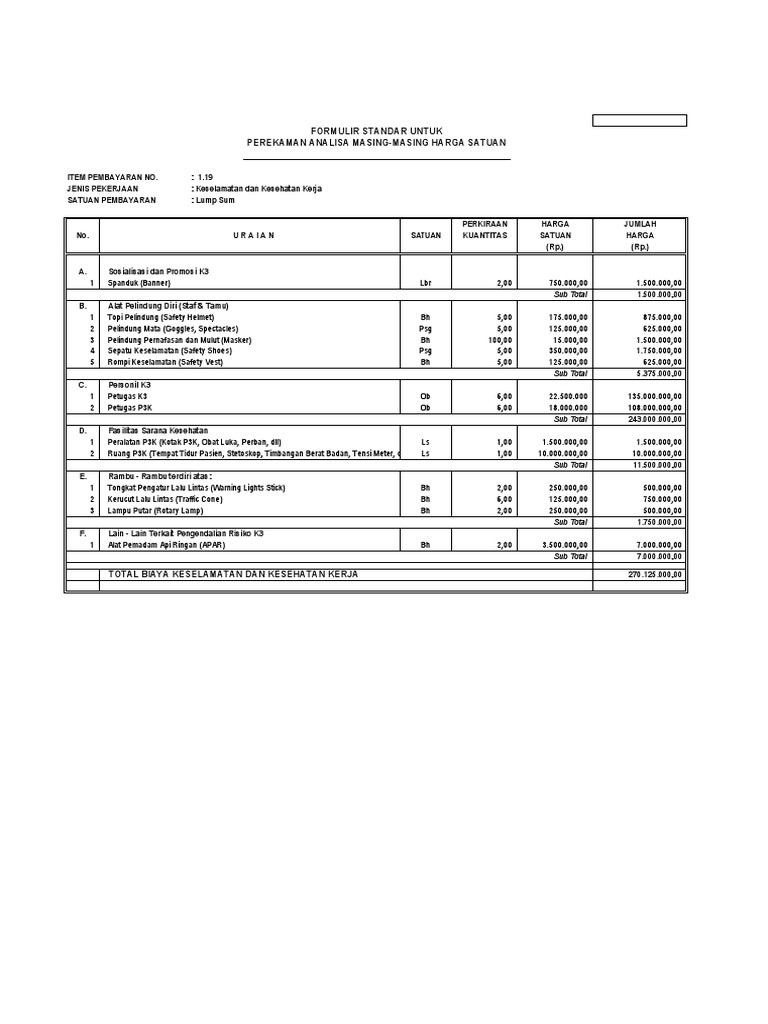 ANALISA  HARGA  SATUAN   ANALISA  HARGA  SATUAN