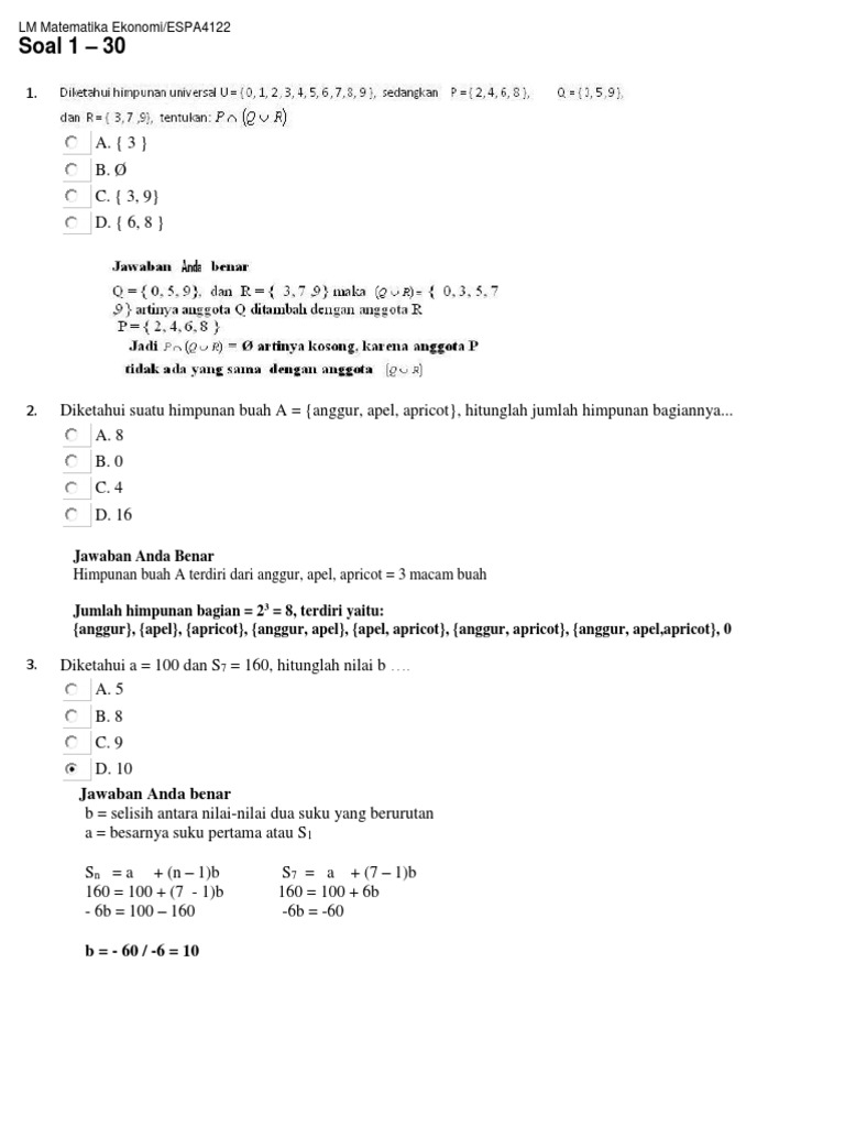 Contoh Soal Matematika Ekonomi dalam Buku PDF