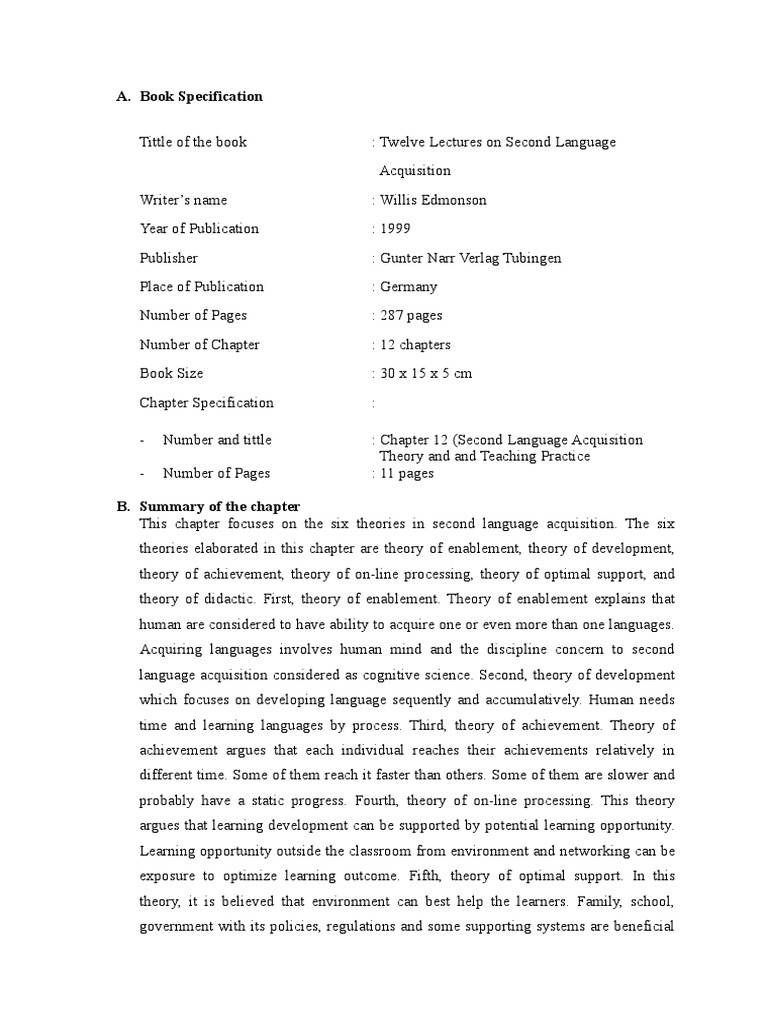 Contoh Laporan Bab 2 Download Free Pdf Second Language