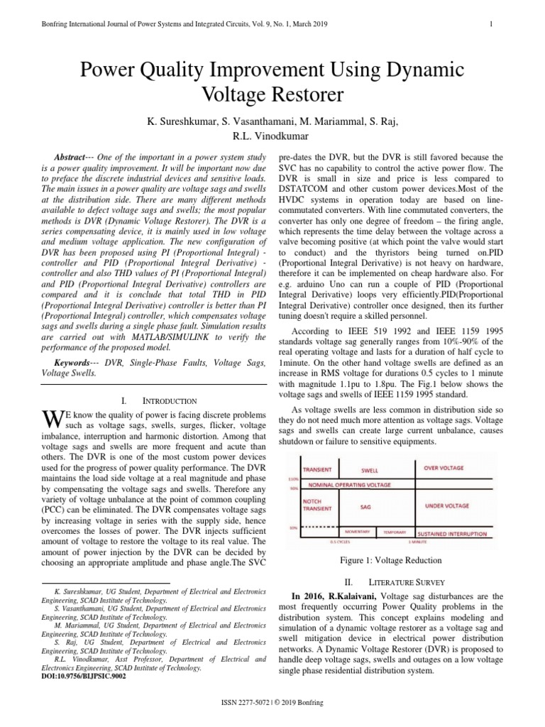 Power Quality Improvement Using Dynamic Voltage Restorer | PDF | Ac ...