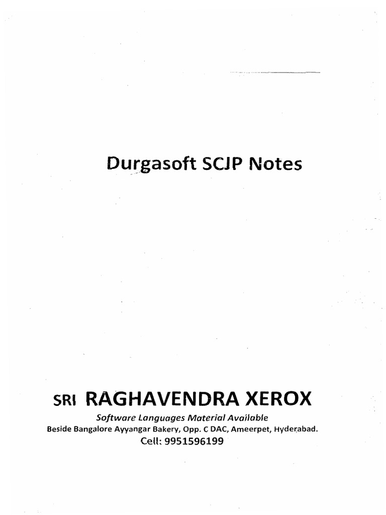Core Java Durga Sir Hand Written Notes PDF