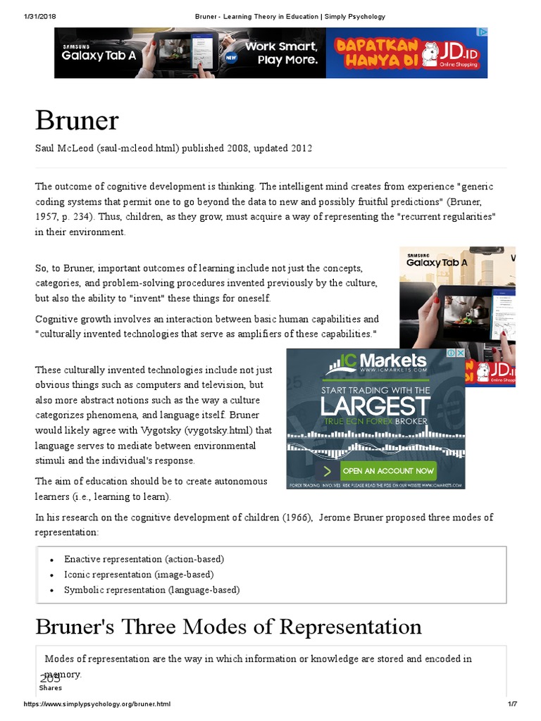 Bruner - Learning Theory in Education - Simply Psychology | PDF ...