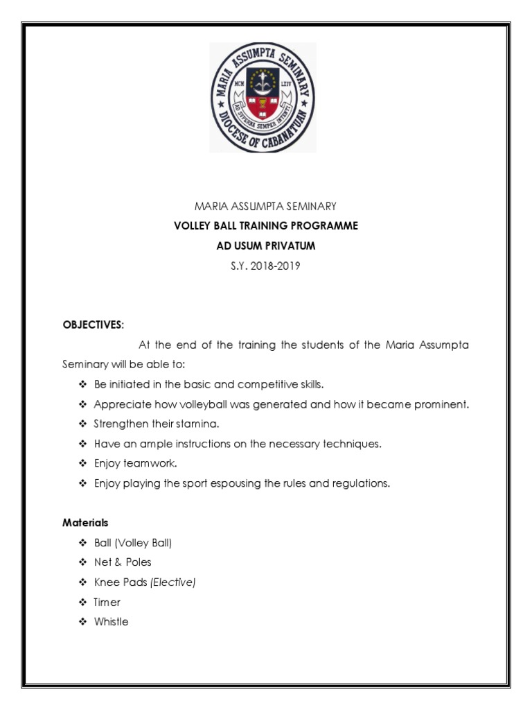 Angeles, VB Training Programme PDF Volleyball Athletic Sports