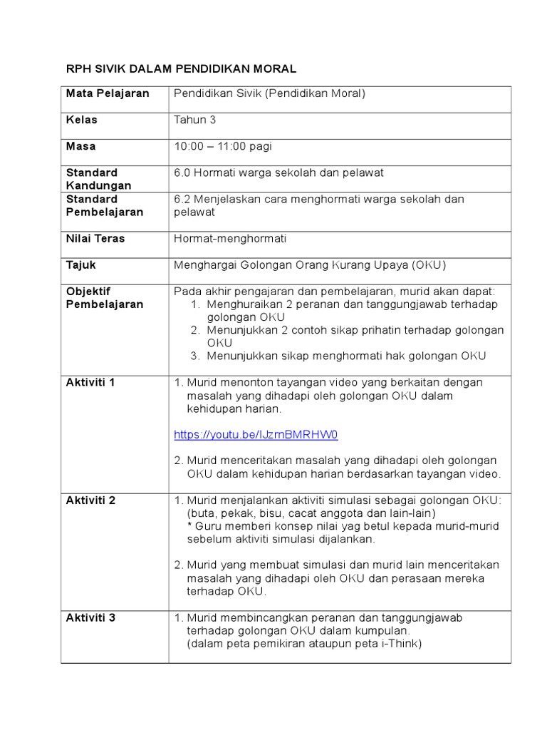 Sampel Rph Sivik Hormat Menghormati Pdf