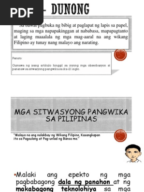 4 Sitwasyong Pangwika Sa Pilipinas