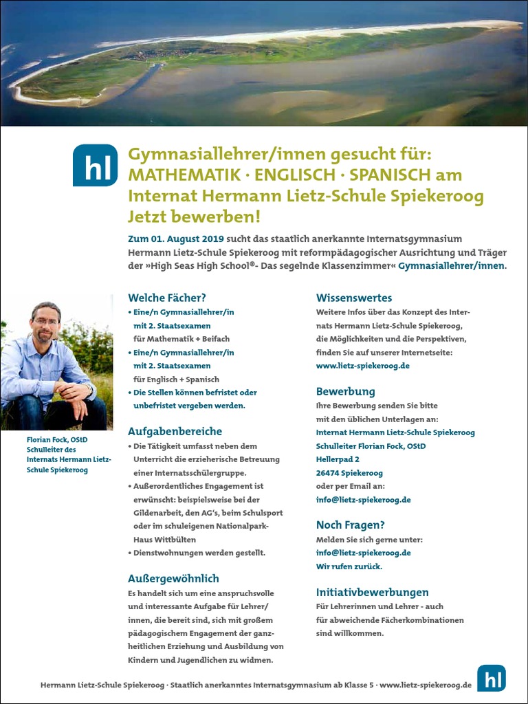 Lehrer Gesucht Internat Hermann Lietz Schule Spiekeroog Jetzt Bewerben