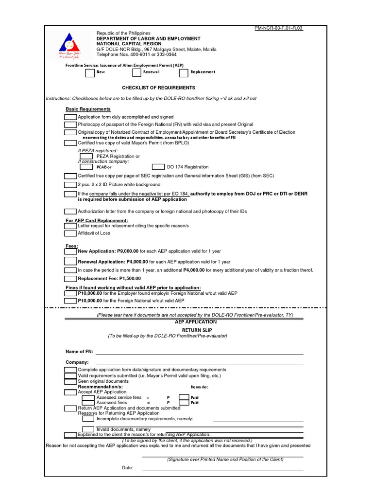2018 Checklist DOLE Official Documents Government Information