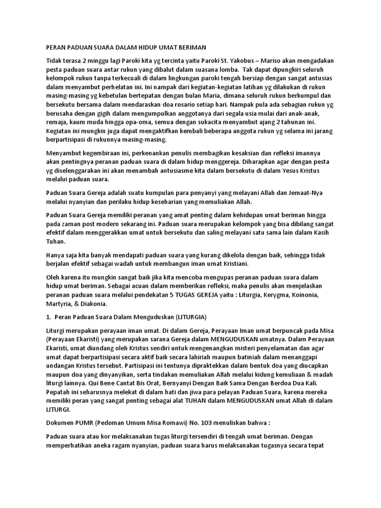 Peranan Paduan Suara Dalam Gereja | PDF