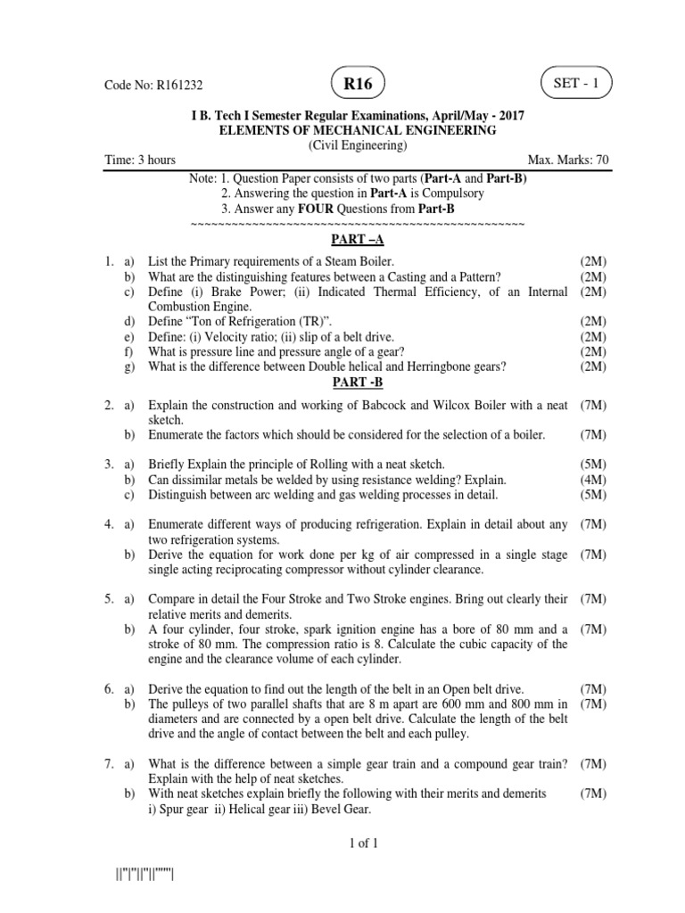 Elements of Mechanical Engineering May 2017 | PDF | Belt (Mechanical ...