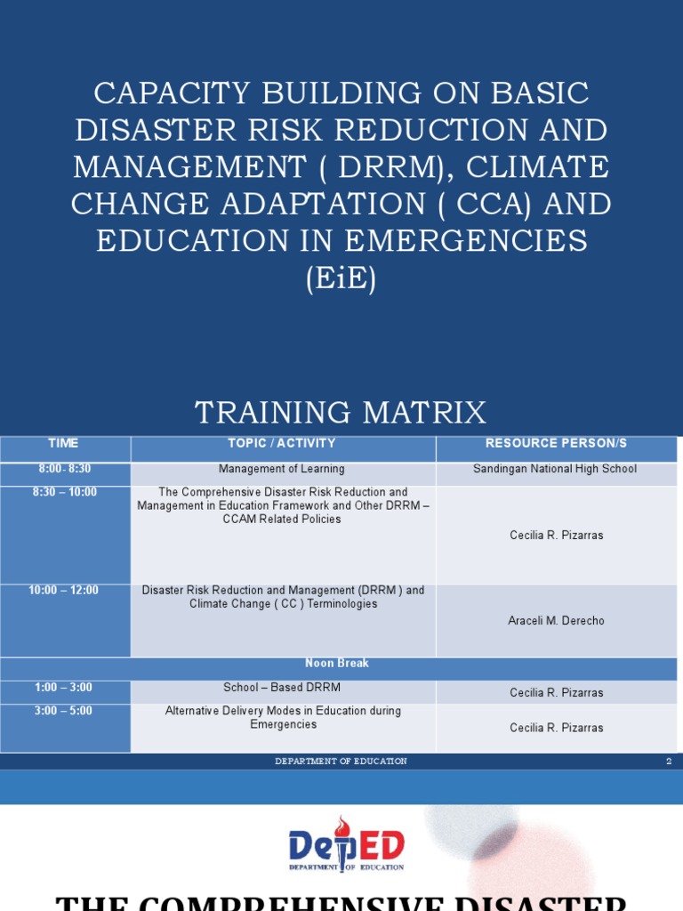 DRRM-CCAM Framework for Education | PDF | Emergency Management ...