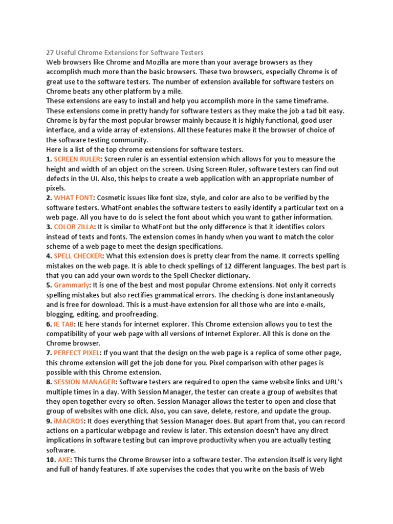 Essential Chrome Extensions for Testers | PDF | Software Testing ...