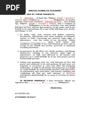 Special Power of Attorney