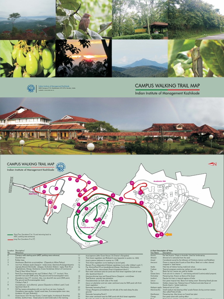 IIM Kozhikode Campus Walking Trail Map | PDF | Ficus | Trees