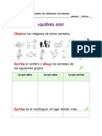 Examen de Ciencias Naturales Los Seres Vivios