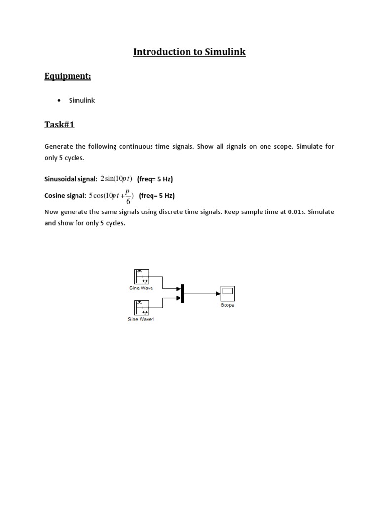 Introduction To Simulink: Equipment | PDF