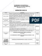 Calendario Matricula 2019-2 Alumnos Que Pasan a III-VI