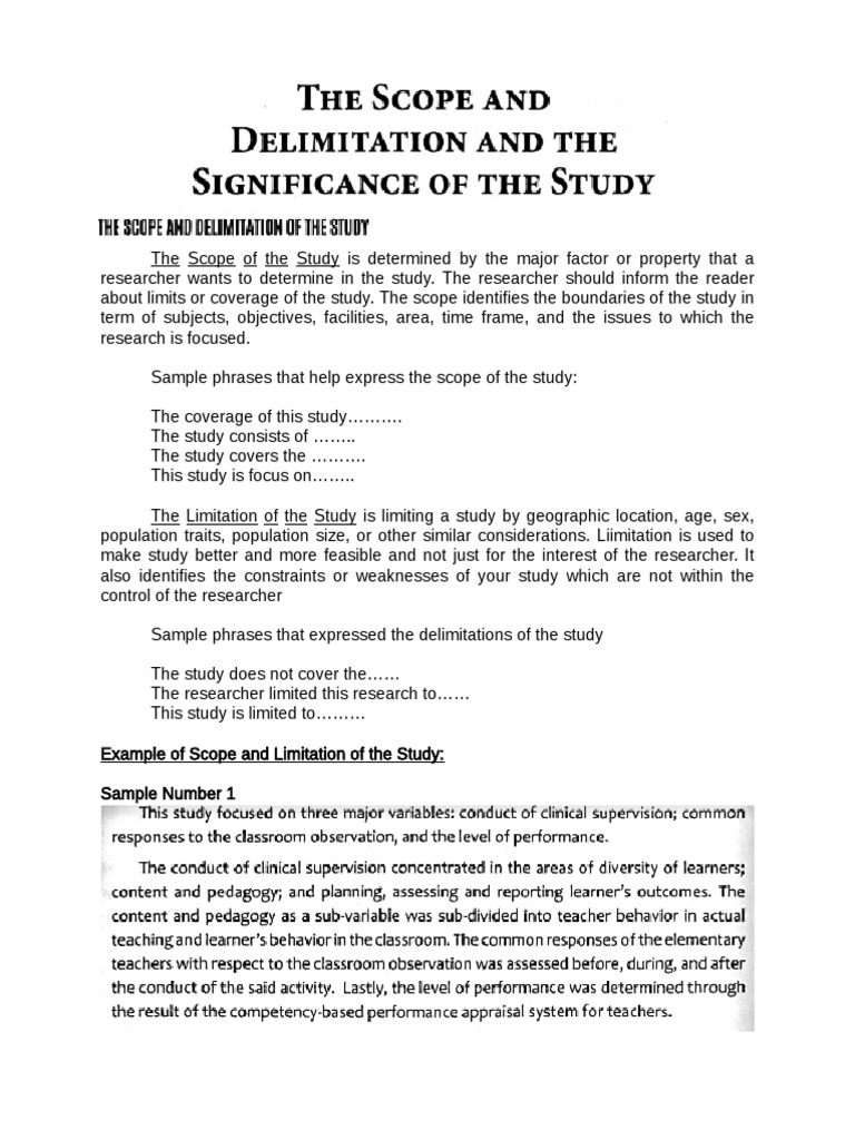 scope and limitation of the study sample thesis