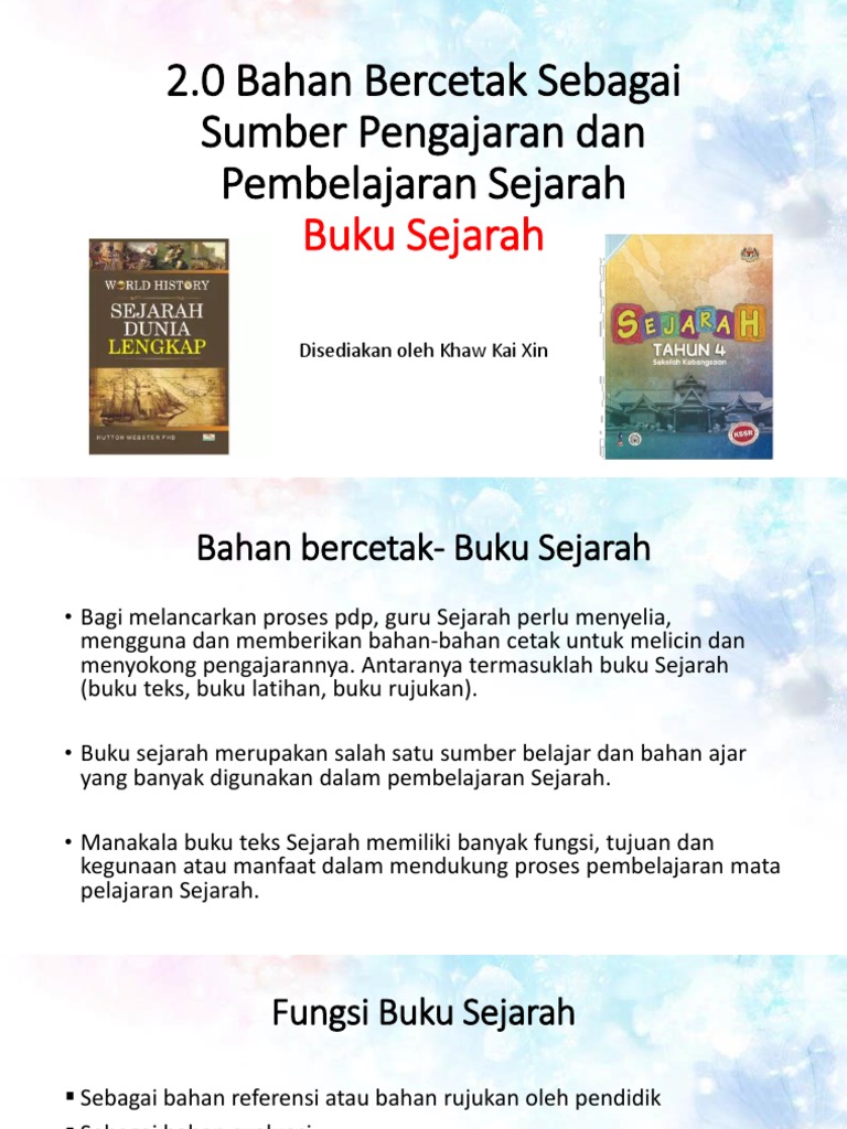 2 0 Bahan Bercetak Sebagai Sumber Pengajaran Dan Pembelajaran Sejarah Buku Sejarah Pdf