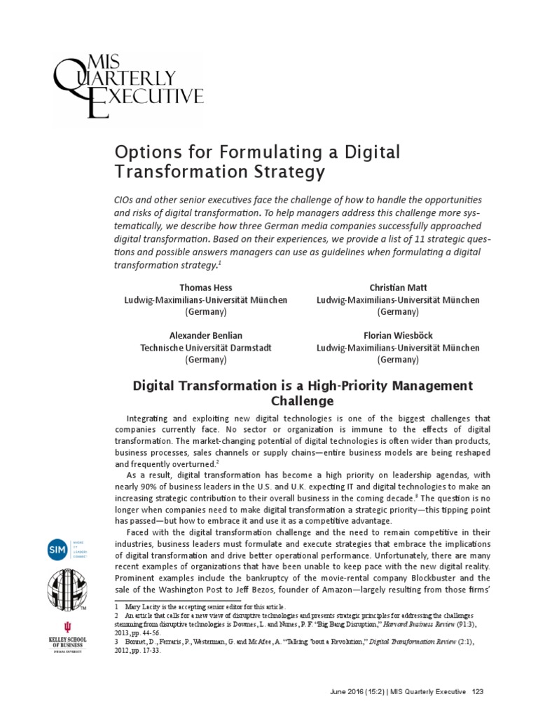 Options For Formulating A Digital Transformation Strategy | PDF ...