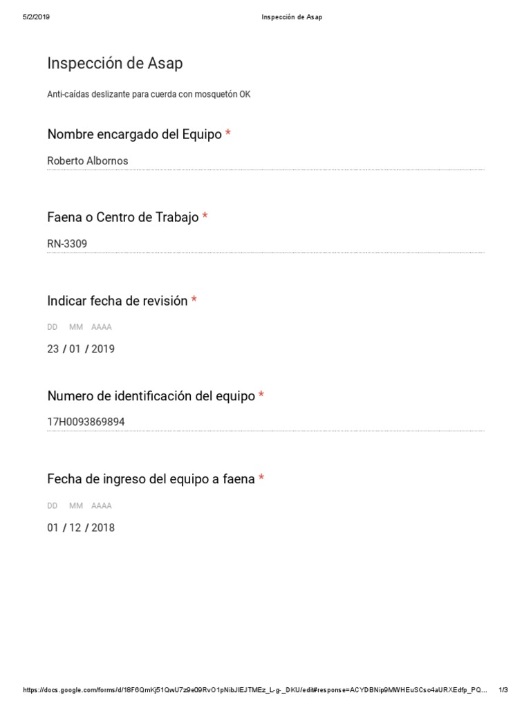 Formulario de Inspección ASAP | PDF | Naturaleza