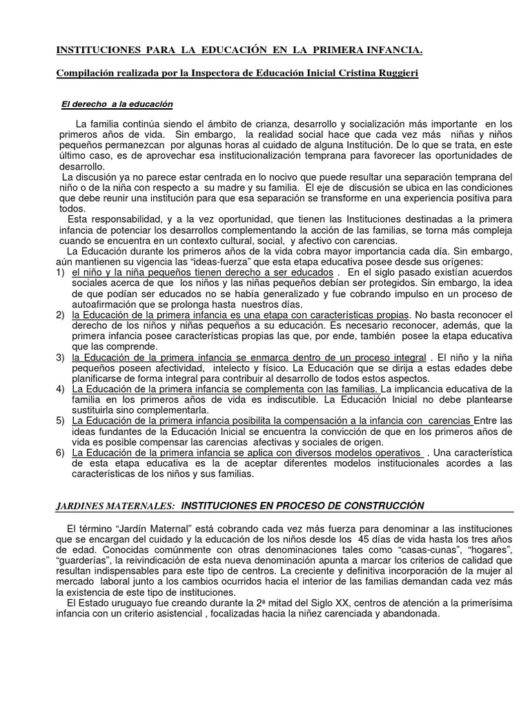 Instituciones PDF | PDF | Educación de la primera infancia | Familia
