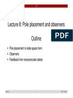 Lecture 8: Pole Placement and Observers P Outline Outline