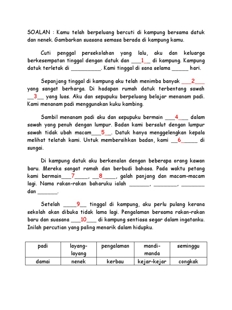 Karangan Bercuti Di Kampung Pdf