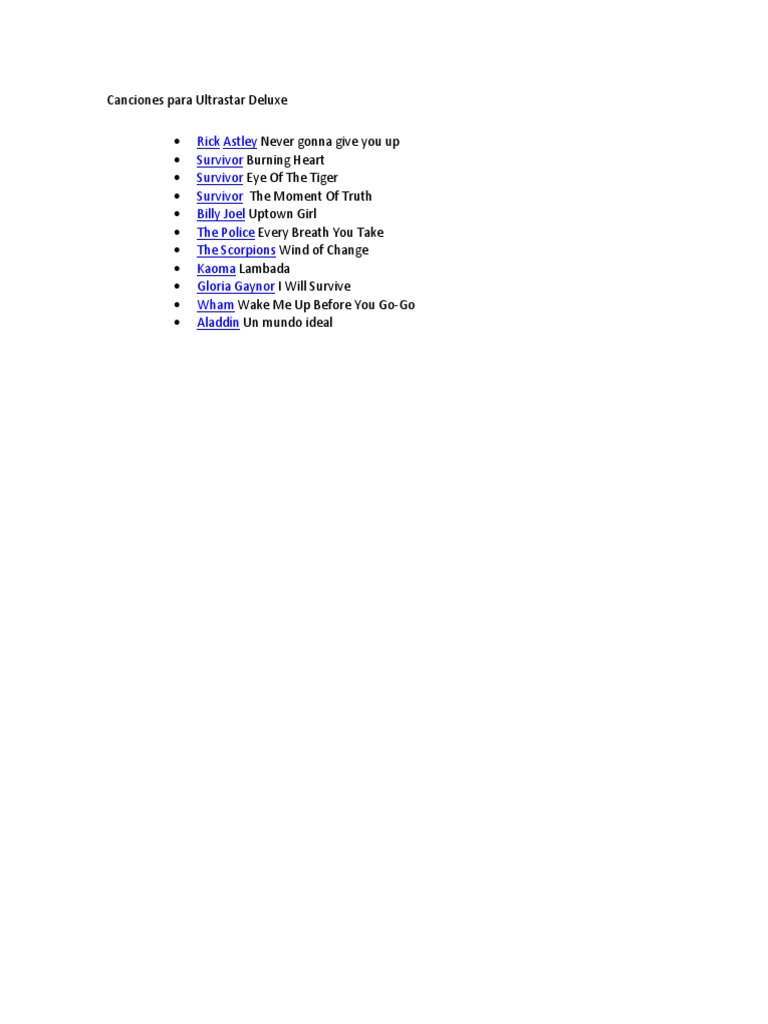 Canciones para Ultrastar Deluxe | PDF | Poetry | Young Adult