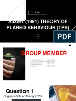 Ajzen (1991) Theory of Planed Behaviour (TPB)
