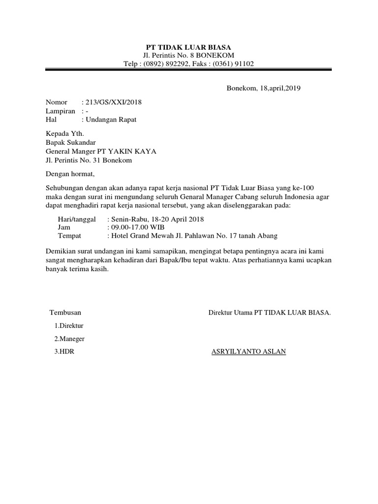 86+ Contoh Undangan Rapat Luar Biasa Terbaik