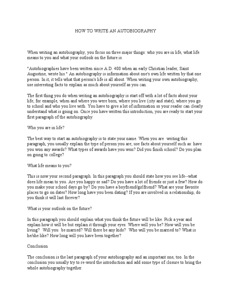 Writing Your Autobiography Guide | PDF | Self-Improvement