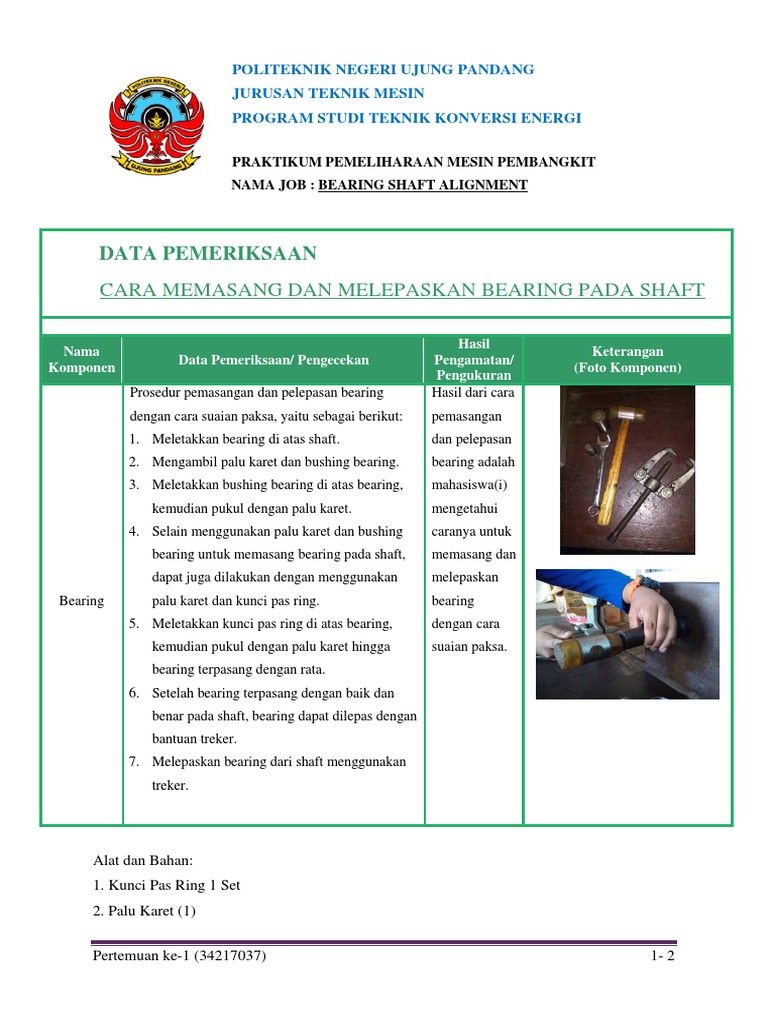 Bearing Shaft Alignment Praktikum | PDF | Teknologi & Rekayasa