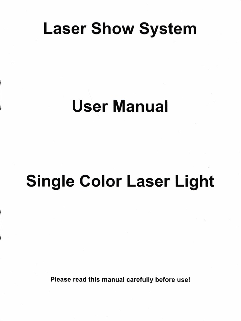 User Manual Laser Show System Single Color Laser Light Generic