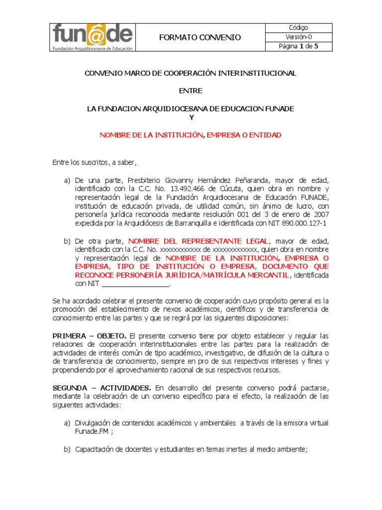 Convenio Marco de Cooperación Interinstitucional | PDF | Institución ...