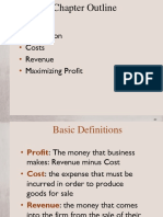 Production Costs Revenue Maximizing Profit: Chapter Outline