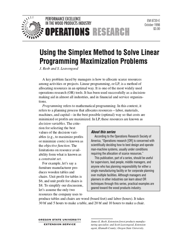 Simplex OregonState PDF | PDF | Linear Programming | Mathematical ...